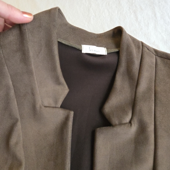 Les Amis Open Front Soft Touch Duster Cardigan Light Brown Fall Layering - Picture 9 of 11